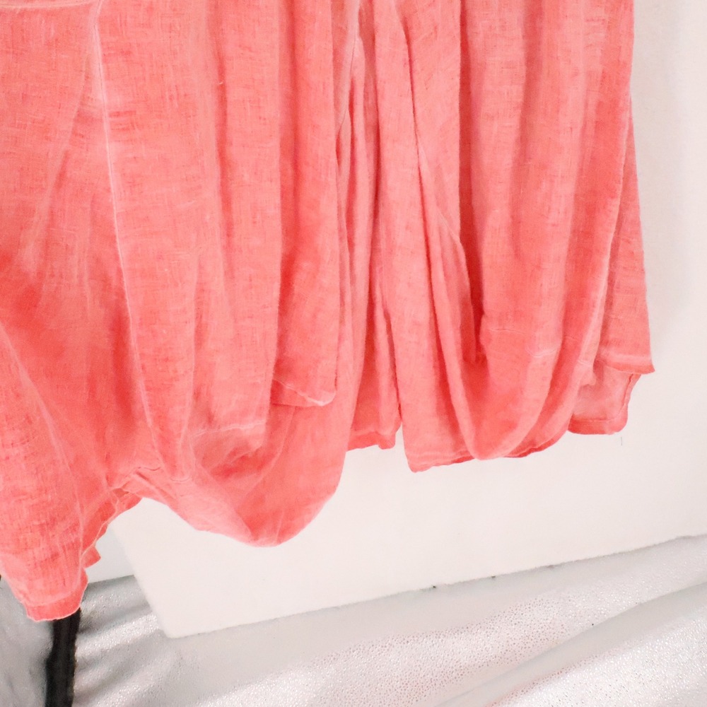 Inizio Lagenlook Linen Bubble Midi Dress Womens Size S Coral Pink Boho Italy - Picture 10 of 12